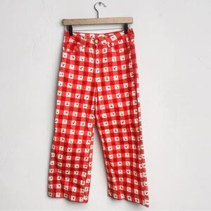 OAT Cherry & Red Checkered Cropped Pants NWOT
